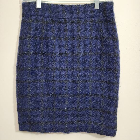 J. Crew Factory Dresses & Skirts - J. Crew factory NWT black & blue wool blend tweed plaid pencil skirt womans sz 0